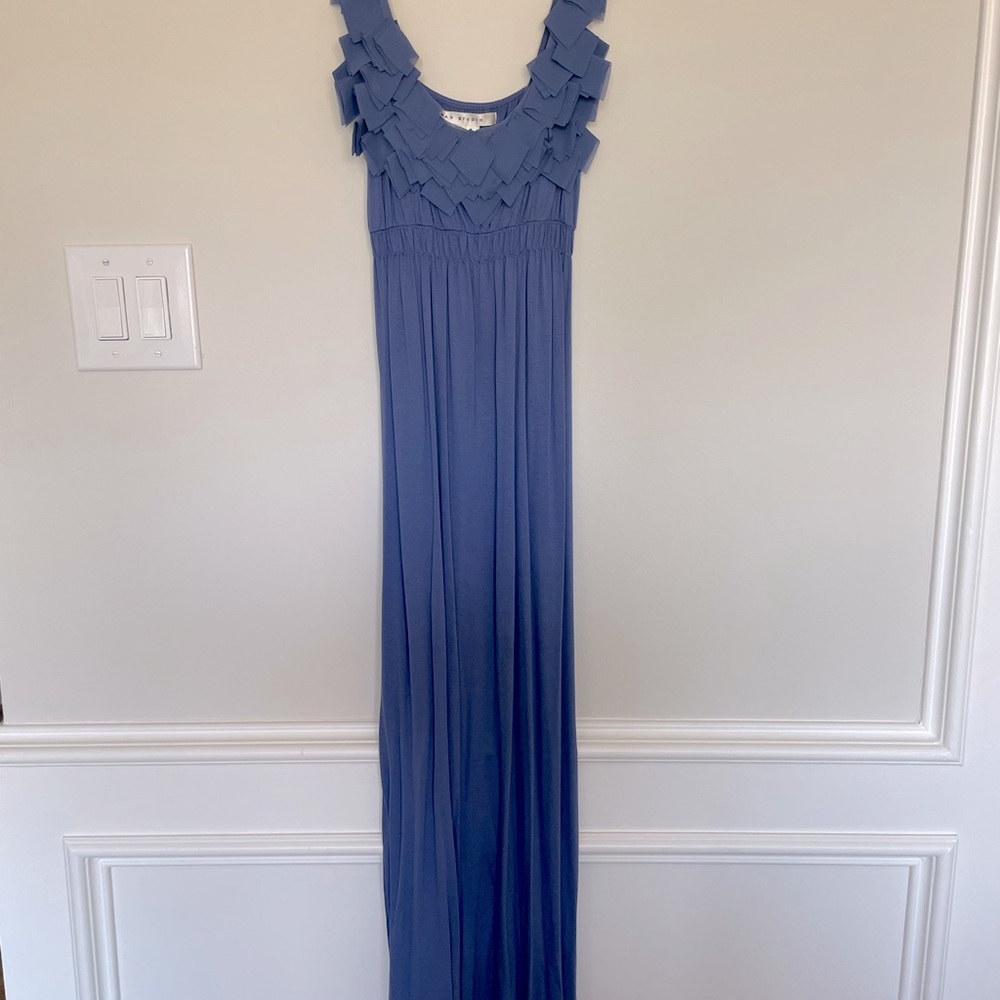 Periwinkle maxi dress with flouncy top